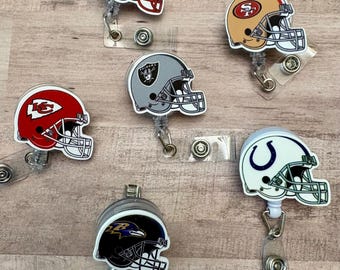 Football helmet swivel clip badge reel / teacher appreciation gift / ID badge reel / 360 degree swivel alligator clip /professional football