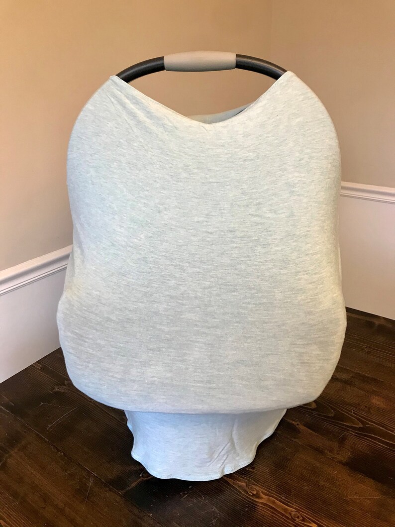 Light heathered aqua cotton knit multi use car seat cover highchair cover nursing cover breastfeeding cover shopping cart cover