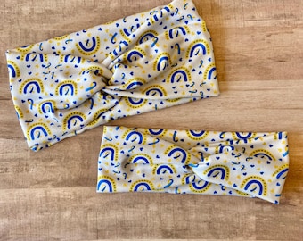 Down syndrome awareness knotted headband / awareness headband / boho headband / knit fabric headband / hair accessory / Down syndrome