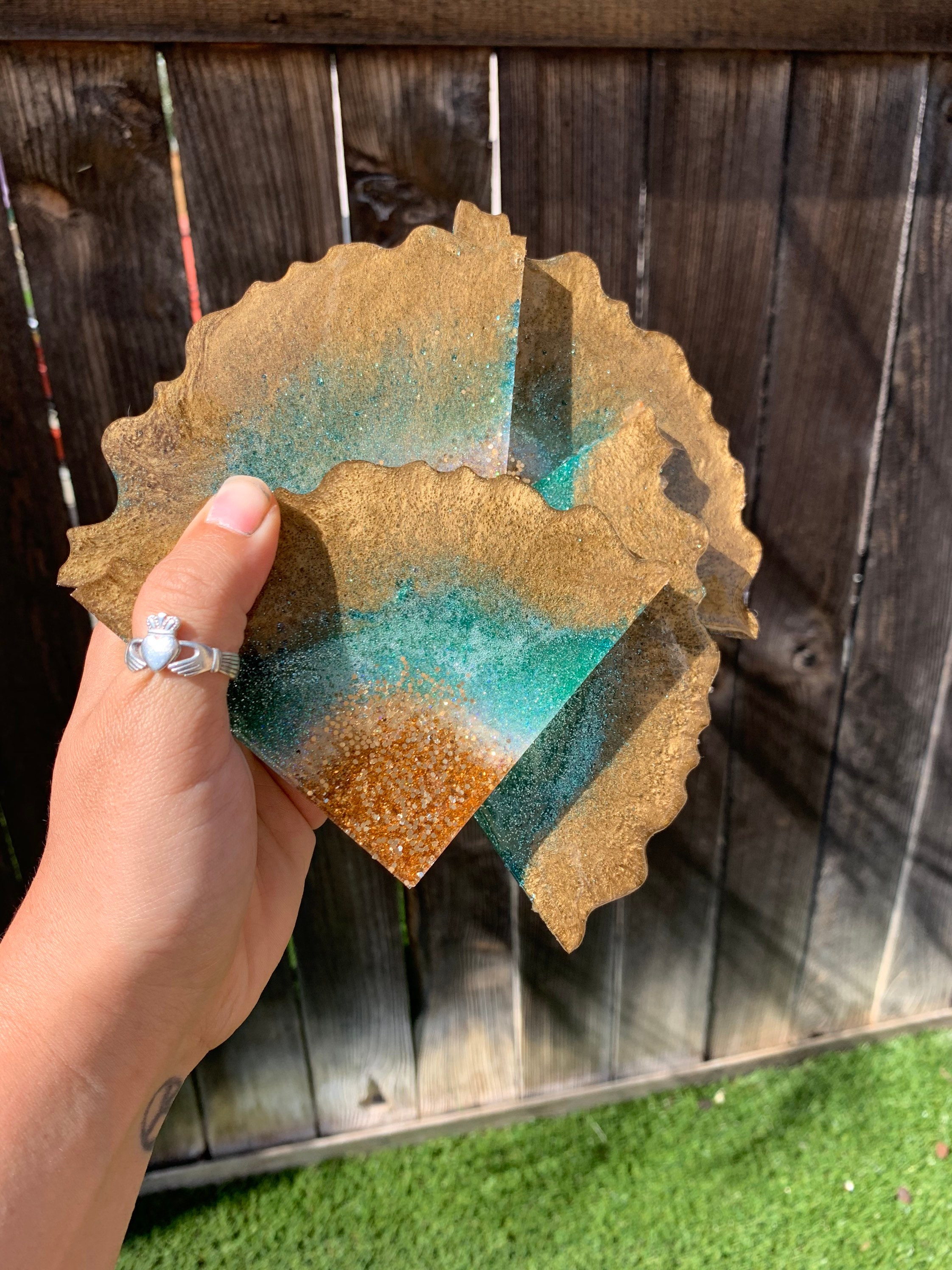Glitter Geode Epoxy Coasters. Geode Coaster Set of 4. Set of 4 Etsy