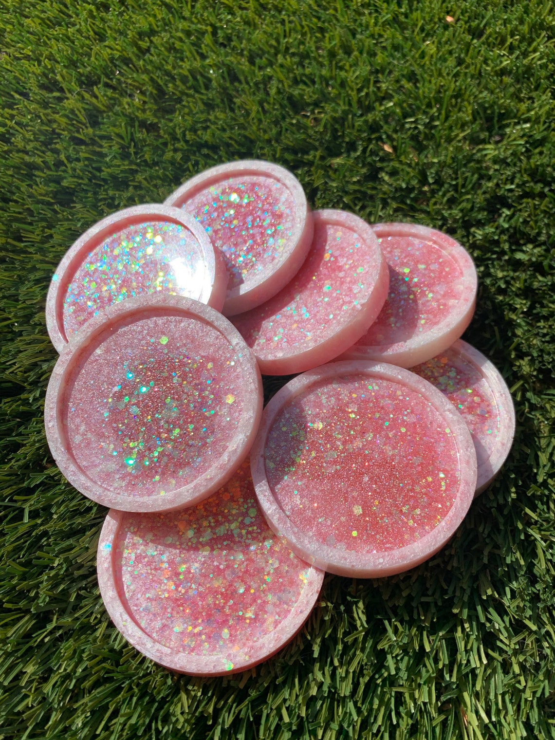 Round Glitter Epoxy Coasters. Round Coaster Set of 4. Set of 4 Etsy