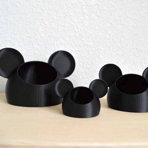 3D Printed Mickey Mouse Inspired Bowl | 3 Sizes Available | Planter Pot | Small Dish |  Trinket Bowl | Cute Disney Gifts | BLACK
