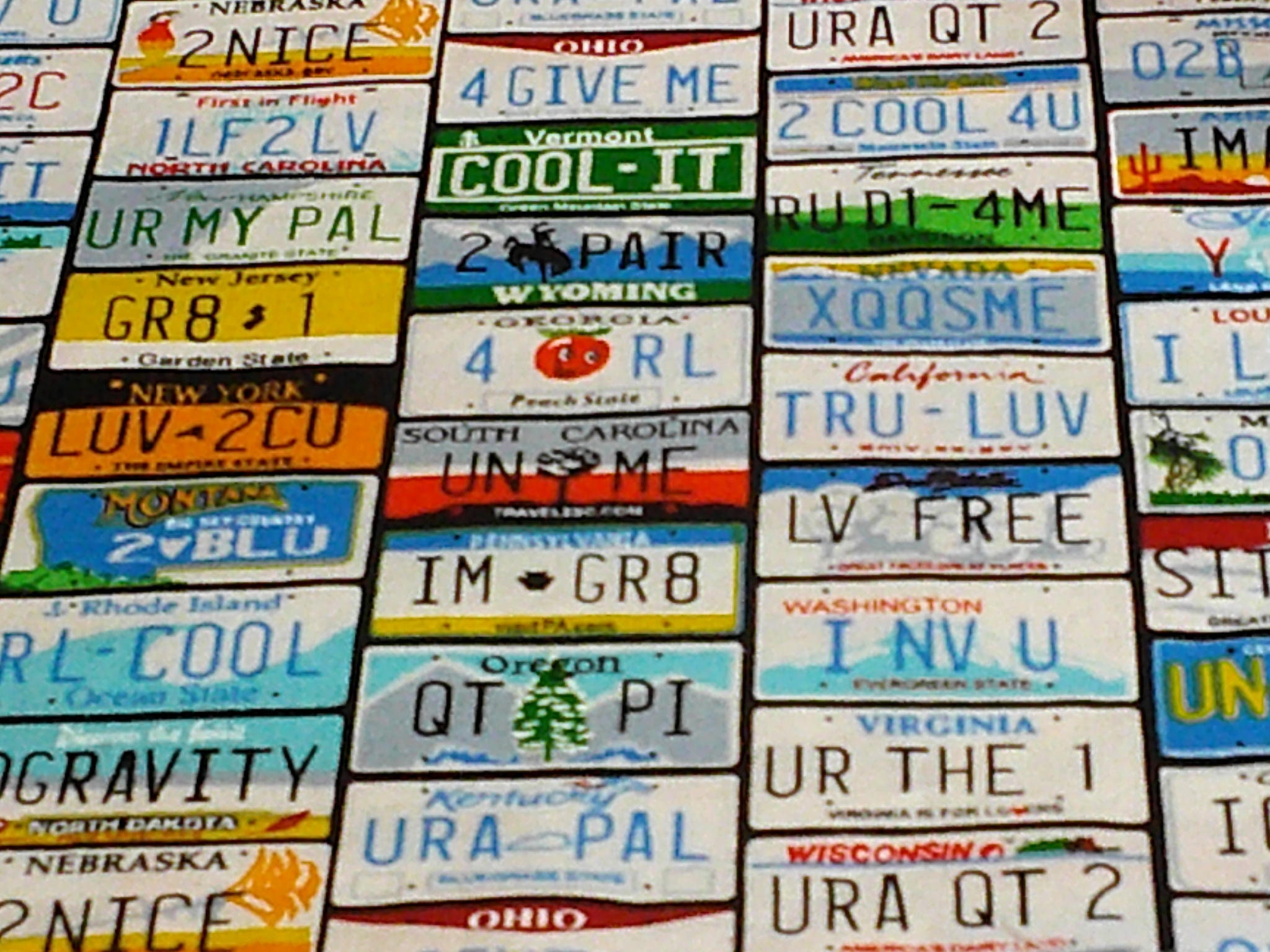 Multi Color U.S. License Plate Fabric 100 Cotton Buy It Etsy