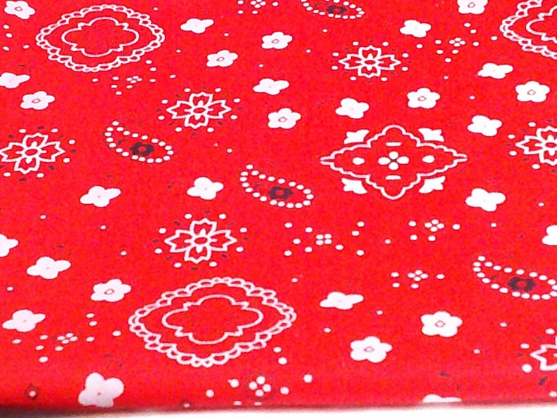 100/% Cotton 12 or Whole Yard Buy It By 14 Red Blue Green Bandana Style Fabric
