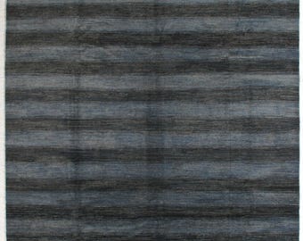 Hand-woven room-size modern blue