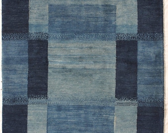 Hand-woven blue modern rug