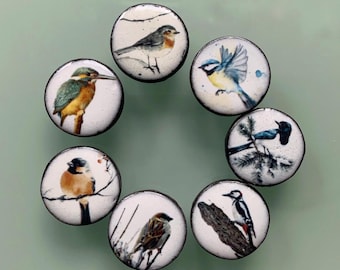 7 buttons “Garden Birds” 22 mm