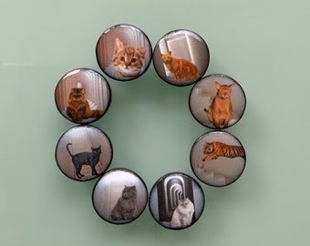 8 buttons with cats 22 mm