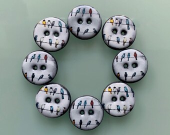 8 buttons “Birds on a Wire” 22 mm