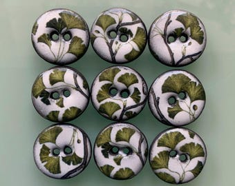 9 botones “Ginkgo” 20 mm