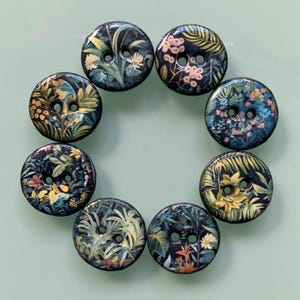 8 Knöpfe „Dschungel bei Nacht“ 22 mm