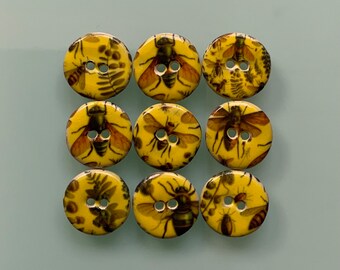 9 botones “Amarillo Verano” 20 mm