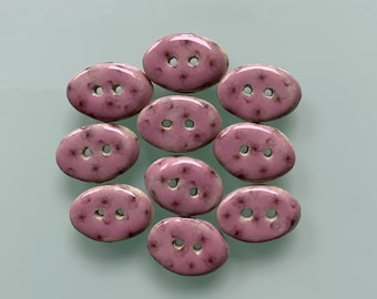 10 buttons oval pink with small flowers