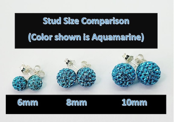 Jet Hematite Pave Sparkle Stud Swarovski Crystal Earrings 6mm 8mm 10mm