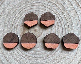 Hand-Painted Wood Stud Earrings | Laser Cut Earrings | Boho | Casual Earrings | Gift for Her | Handmade | Geometric | Peach