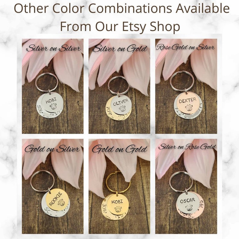 Silver & Gold Personalized Dog Tag/Personalized Pet Tag with Phone Number Custom Pet Tag image 6