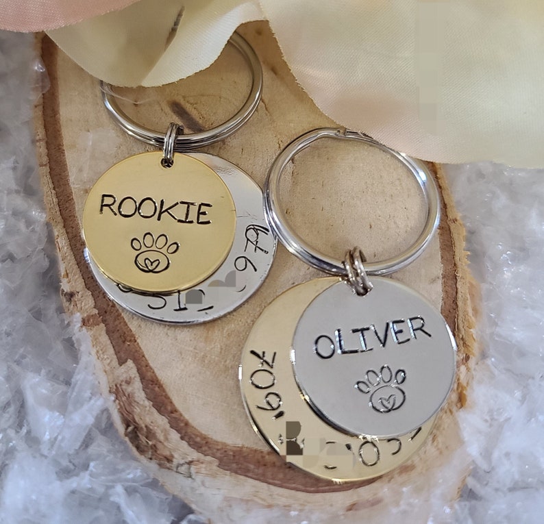 Silver & Gold Personalized Dog Tag/Personalized Pet Tag with Phone Number Custom Pet Tag image 1