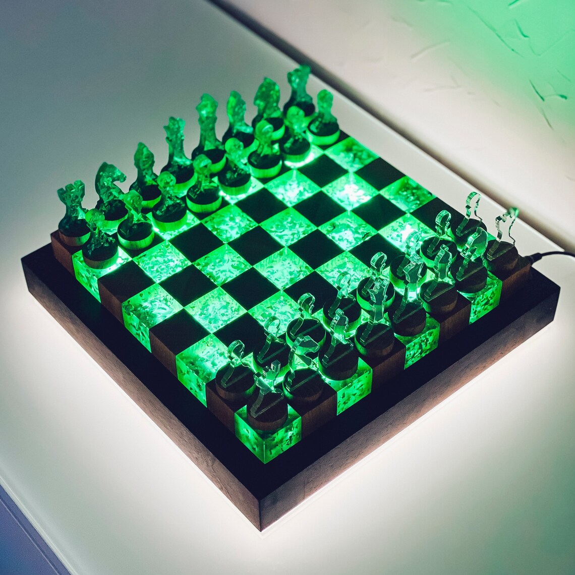 Chess set wood chess desk lamp exclusive chess exclusive Etsy