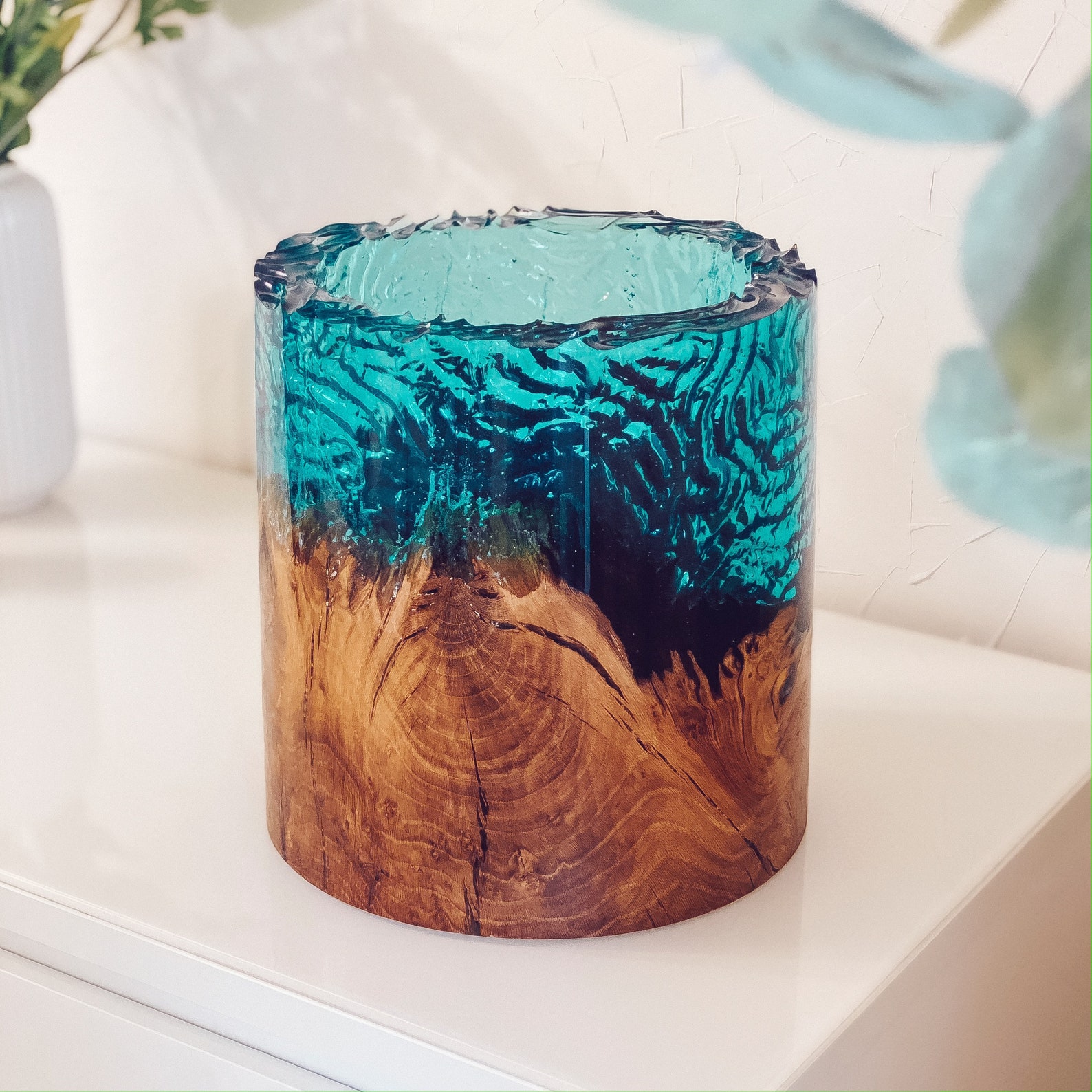 Floor vase epoxy wood home decor large home decor wooden Etsy