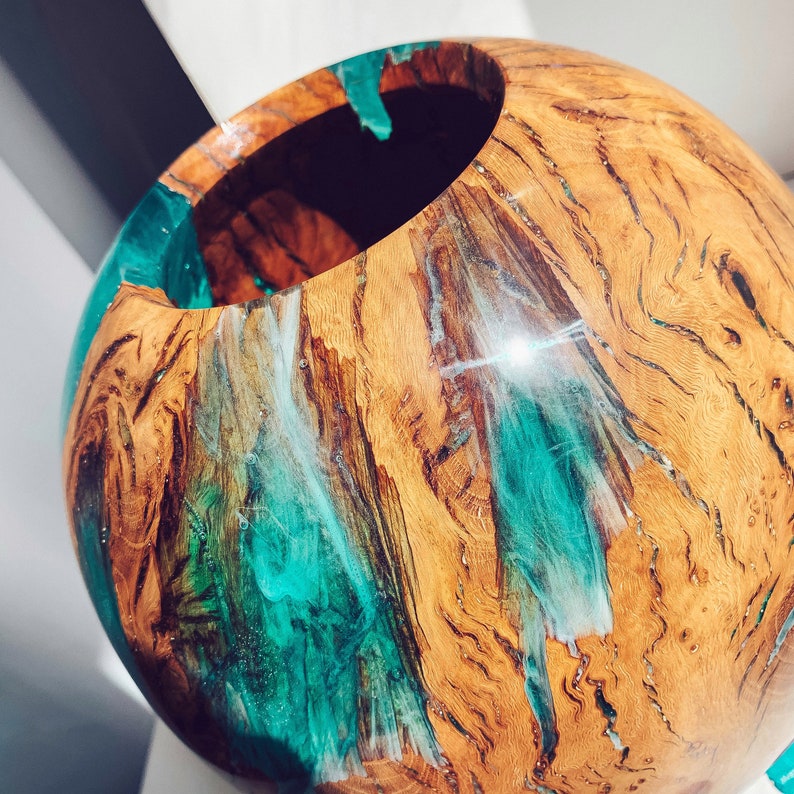 Vase wood and resin epoxy home decor exclusive vase wooden Etsy