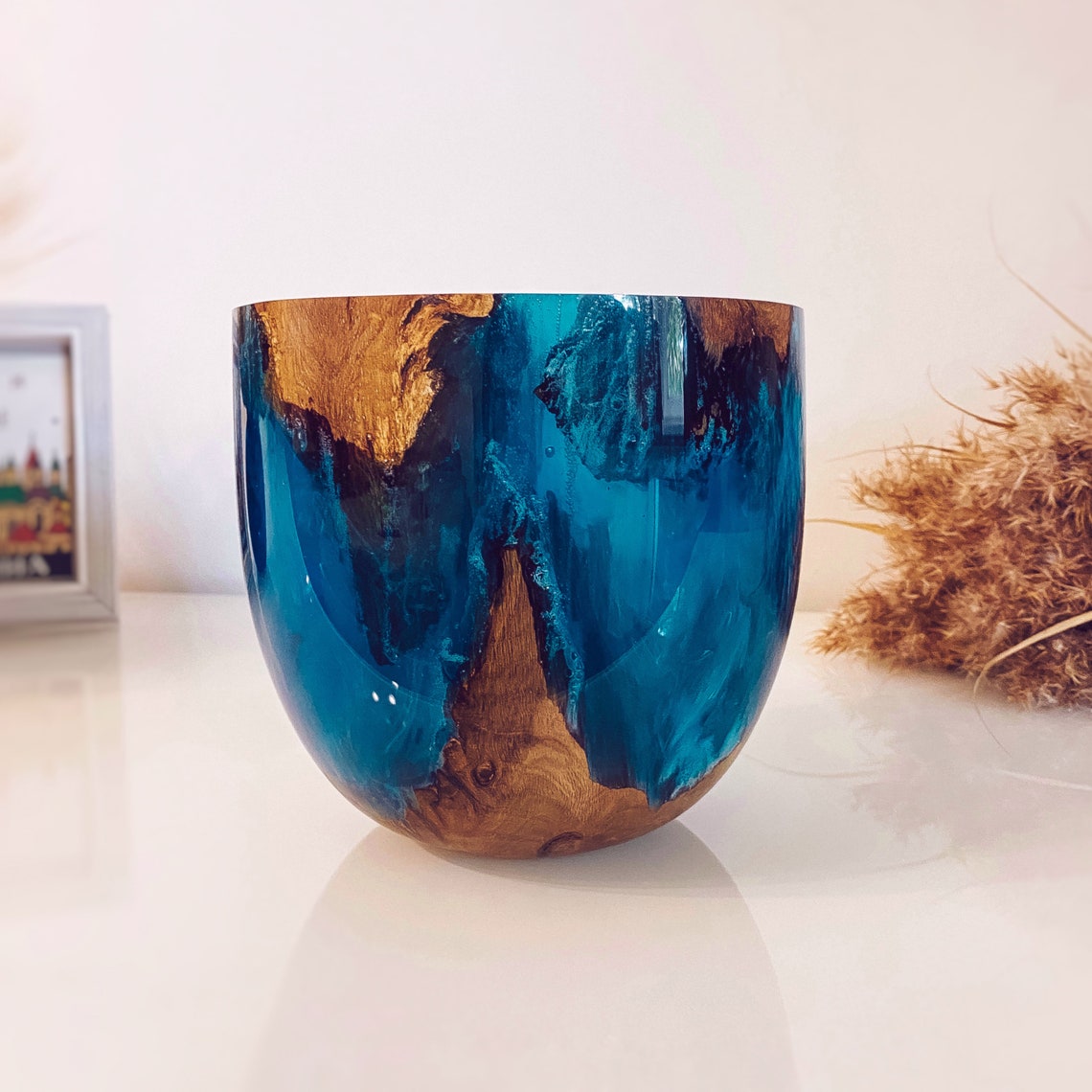 Vase wood and resin epoxy home decor exclusive vase wooden Etsy