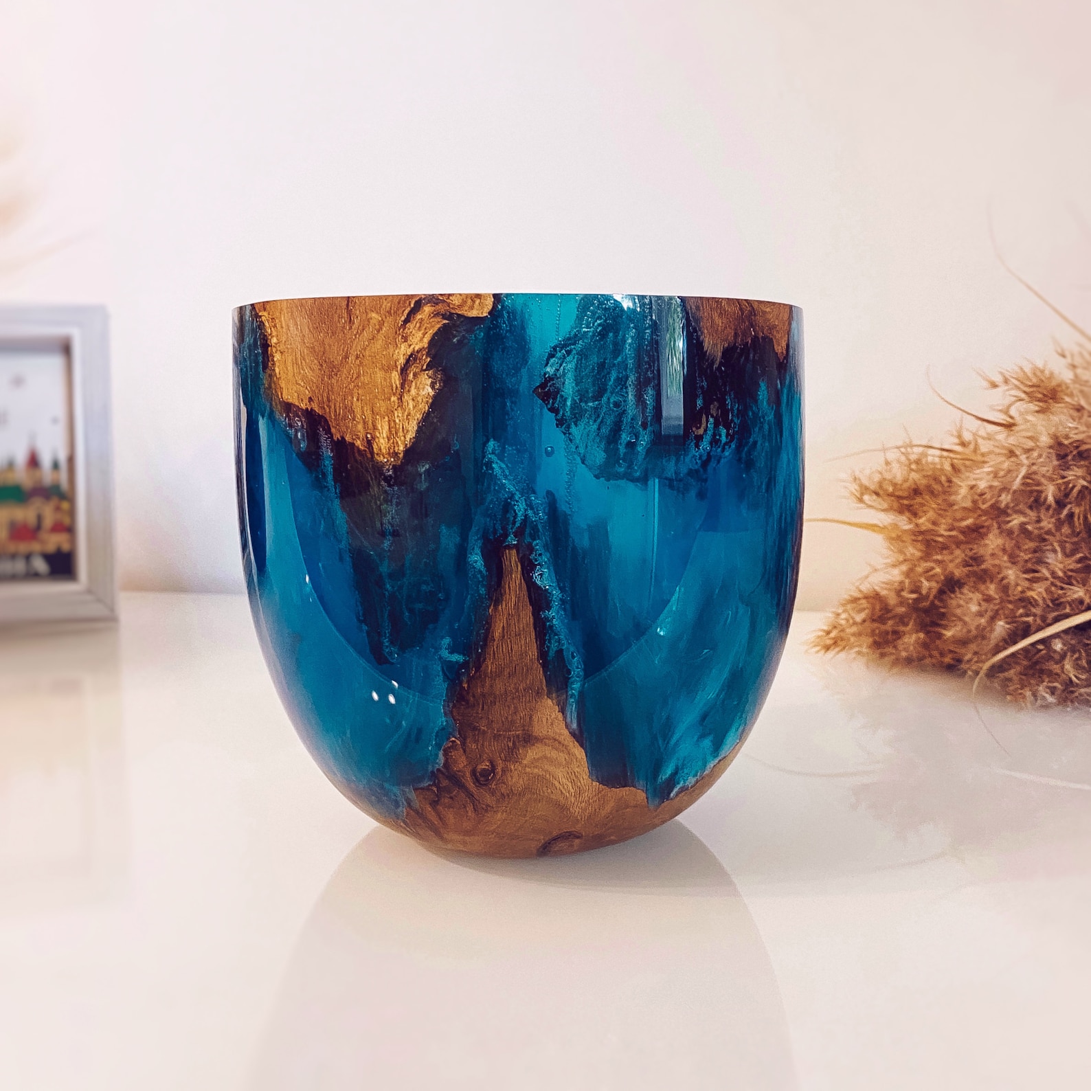 Vase wood and resin epoxy home decor exclusive vase wooden Etsy