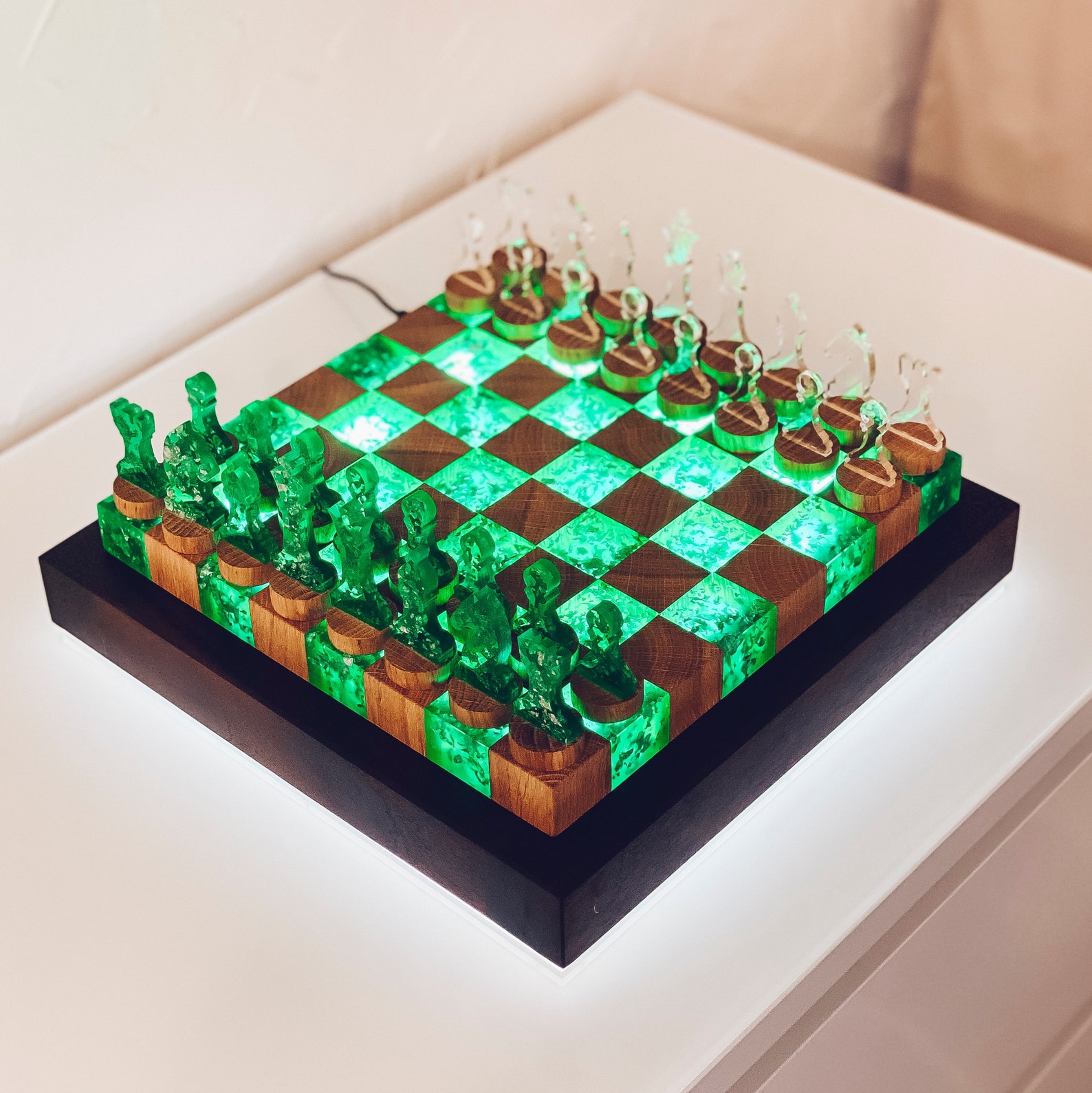 Chess set wood chess desk lamp exclusive chess exclusive Etsy