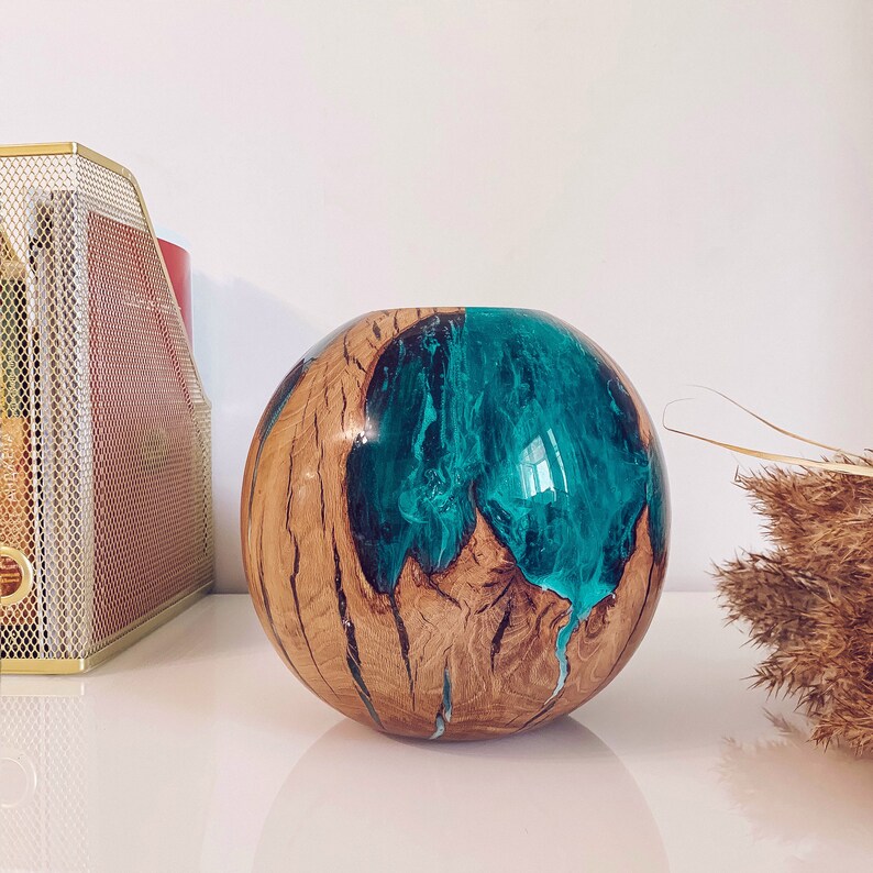 Vase wood and resin epoxy home decor exclusive vase wooden Etsy