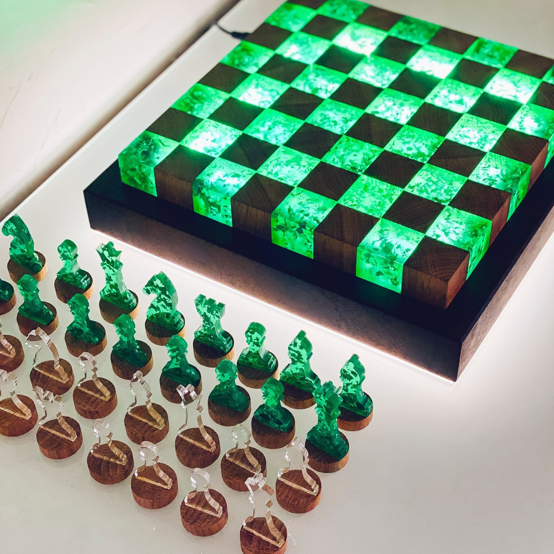 Chess set wood chess desk lamp exclusive chess exclusive Etsy