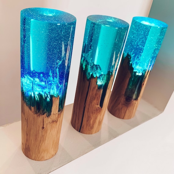 Lamp epoxy wood, loft lighting, personalized gift, desk lamp, wooden lamp