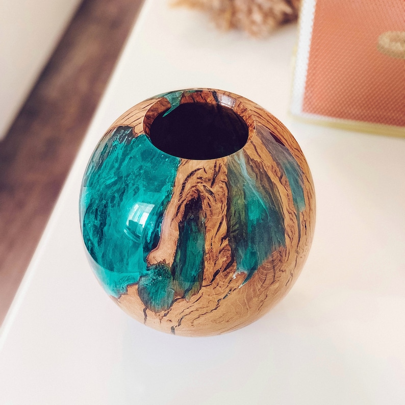 Vase wood and resin epoxy home decor exclusive vase wooden Etsy