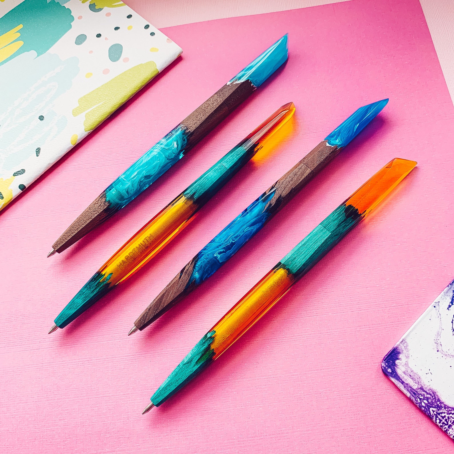 Pen wood pen epoxy resin office stationery personalized Etsy