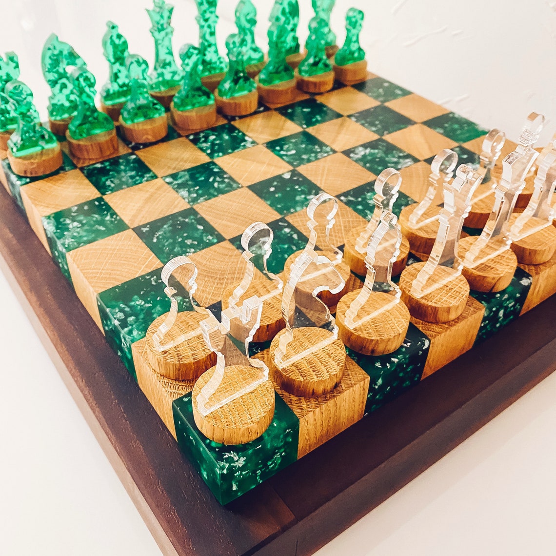 Chess set wood chess desk lamp exclusive chess exclusive Etsy