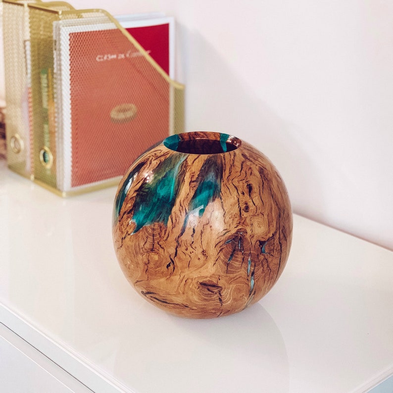 Vase wood and resin epoxy home decor exclusive vase wooden Etsy