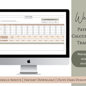 Weekly Payroll Tracker Spreadsheet | Financial Planner | Google Sheets | Timecard | Payroll Calculator | Payroll Tracker | Weekly | Paycheck