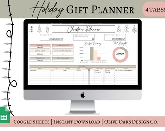 Christmas Gift Tracker | Holiday Planner | Gift Tracking Spreadsheet | Holiday Gift Tracking Spreadsheet | Google Sheets | Gift Planner