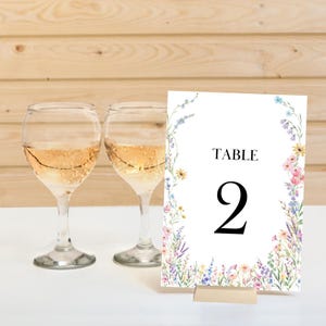 Floral Garden Party Wildflower Watercolor Wedding Table Number Printable – Boho Rustic – DIY – Instant Download