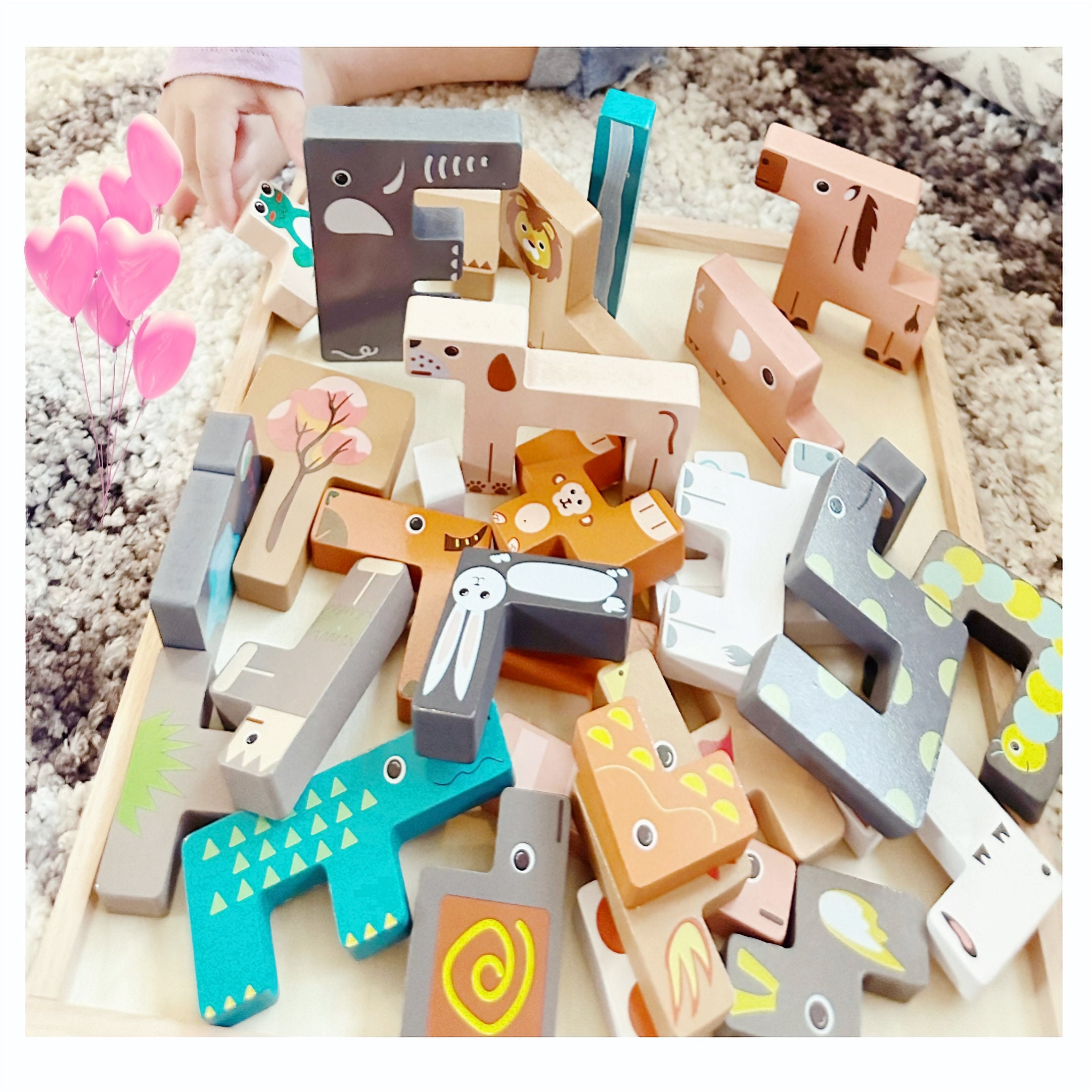 Montessori Animal Building Blocks & Puzzles for Kids Ages 1 and Up ...
