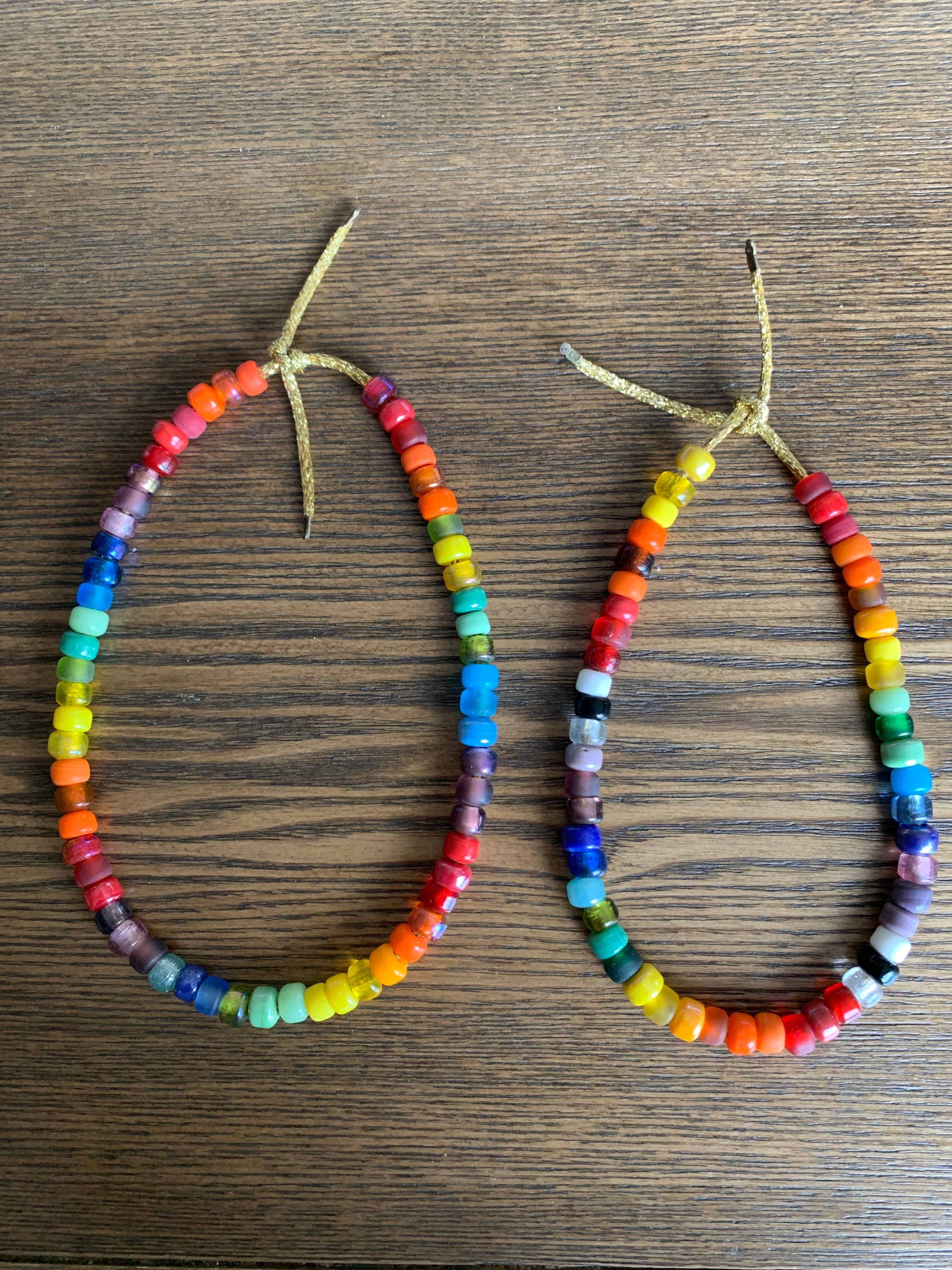 Big Pony Bead Necklace Tie On Glass Pony Beads Rainbow Etsy