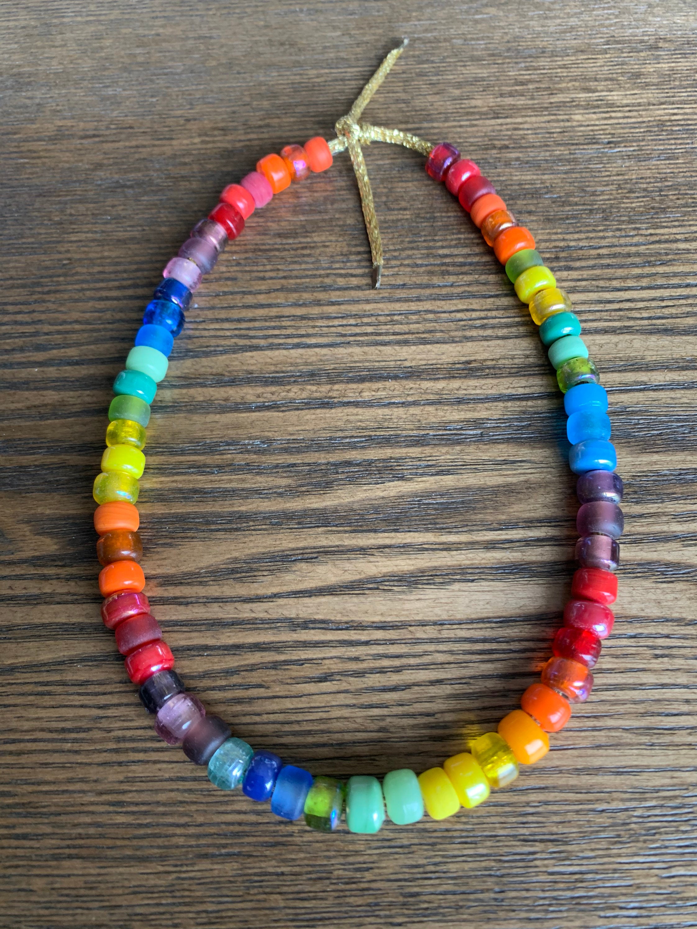 Big Pony Bead Necklace Tie On Glass Pony Beads Rainbow Etsy