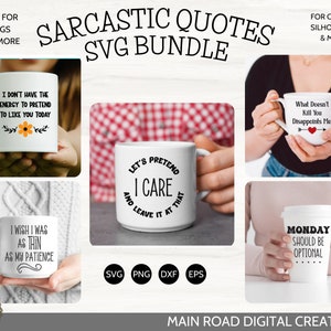 5 divertidos diseños SVG para tazas de café- letreros -camisas y citas más sarcásticas SVG Bundle