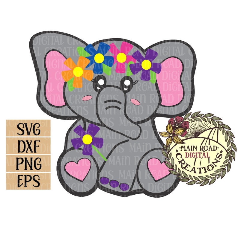 Download Cute Elephant Flower Crown Hippie SVG Cut File-Digital | Etsy