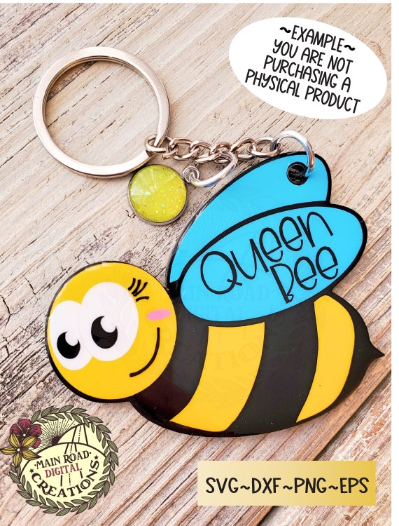 Download Cute Bumble Bee SVG-Queen Bee Keychain SVG-Acrylic ...
