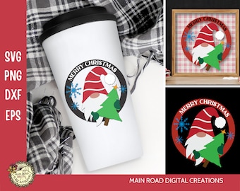Merry Christmas SVG - Christmas Gnome Cut File -Cut Holiday Gnome Design for Christmas