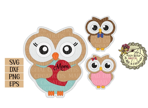Download Cute Owl Mom Boy And Girl Owl Keychain Mom Set Svg Mama Babies Etsy