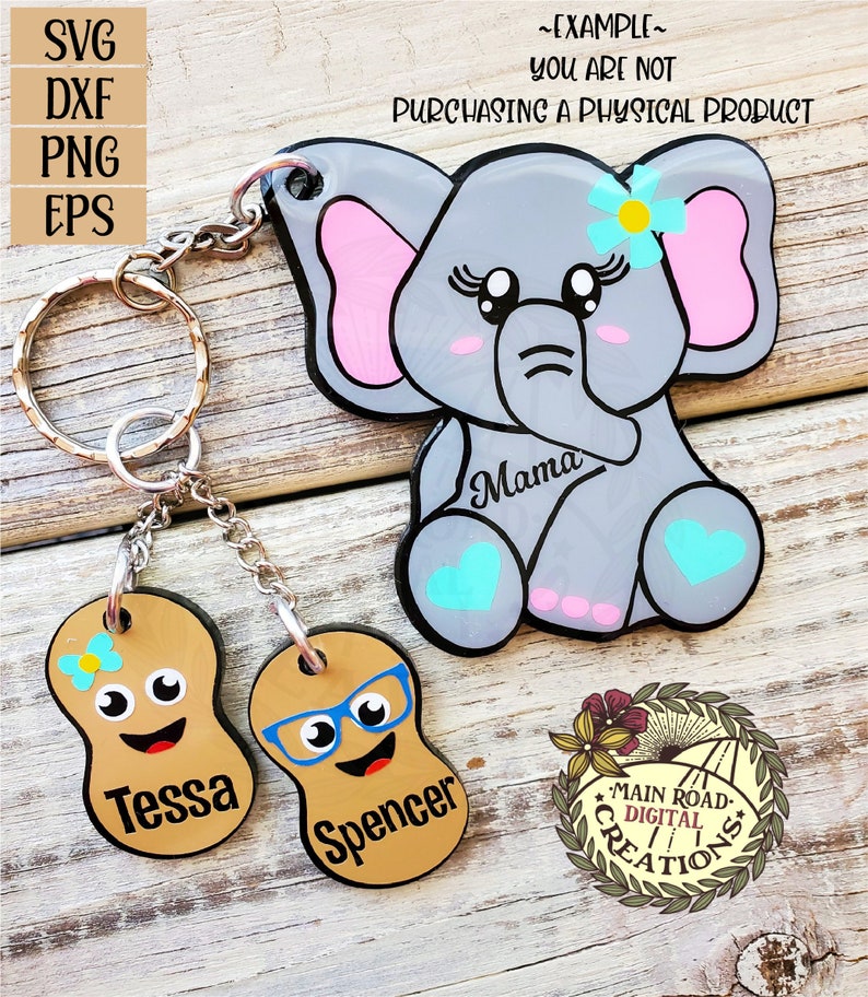 Download Cute Elephant Mama SVG-Cute Peanut Kids-Mama and Baby Set ...