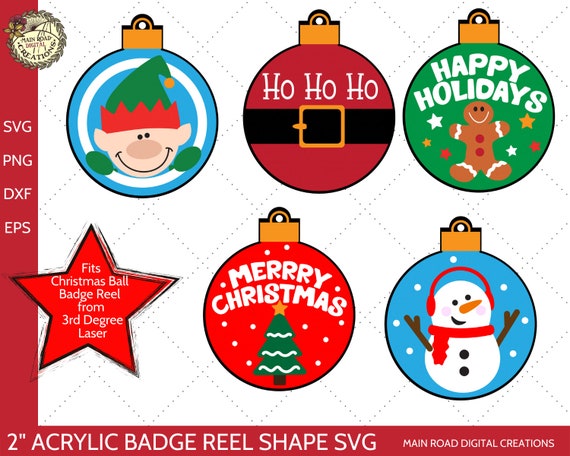 Acrylic Shape Christmas Bulb Badge Reel SVG Bundle 5 Variations of Christmas  Designs to Fit Acrylic Badge Reel Shapes-name Tag 
