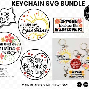 Keychain SVG Bundle-Quotes for Keychains-Round Keychain SVG Files-Cut Files for Acrylic Shape Keychains