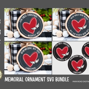 Memorial Ornament SVG Bundle-Christmas Ornament Round Designs-Memorial Quotes-Your wings were ready, but our hearts were not SVG