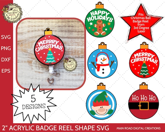 Acrylic Shape Christmas Bulb Badge Reel SVG Bundle 5 Variations of